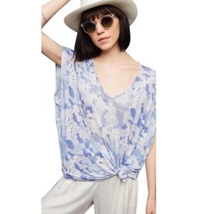 AKEMI + KIN anthropologie lightweight blue watercolor oversized top Size XS